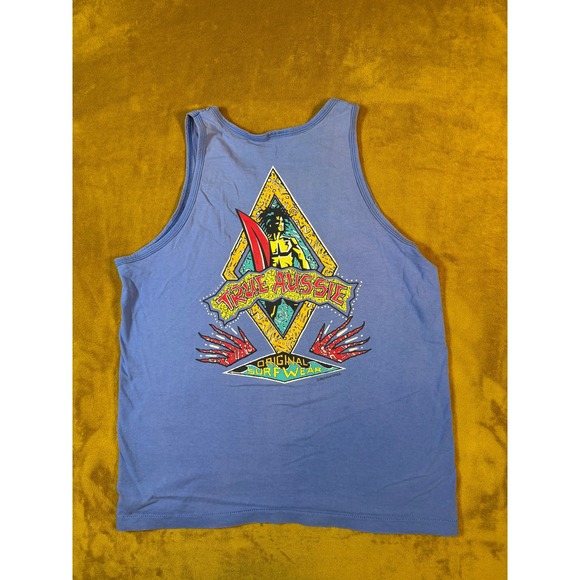 True Aussie Original Surfwear Other - VTG 1992 True Aussie Original Surfwear Tank Top Blue Graphic Print Surfer Vibe